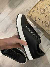 Кроссовки /кеды Karl Lagerfeld leather low sneakers in black