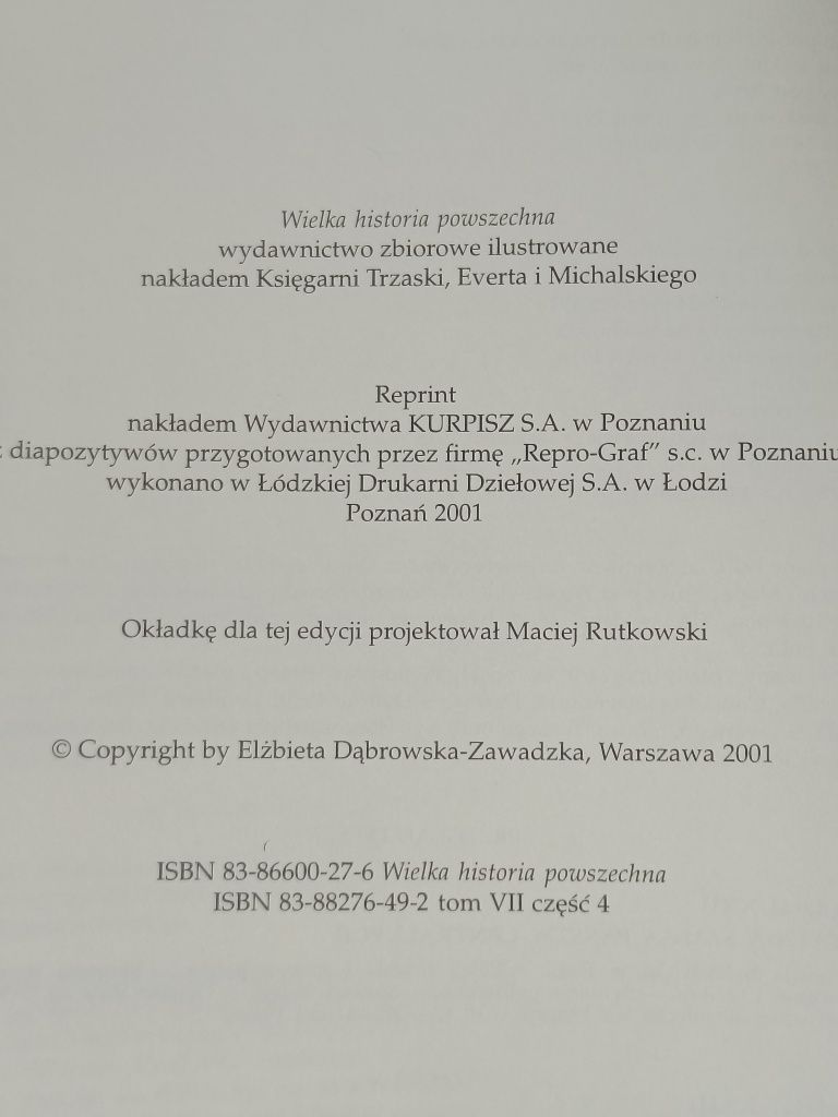 Wielka Historia Powszechna - Tom 1-7 Reprint Wydawnictwa KURPISZ