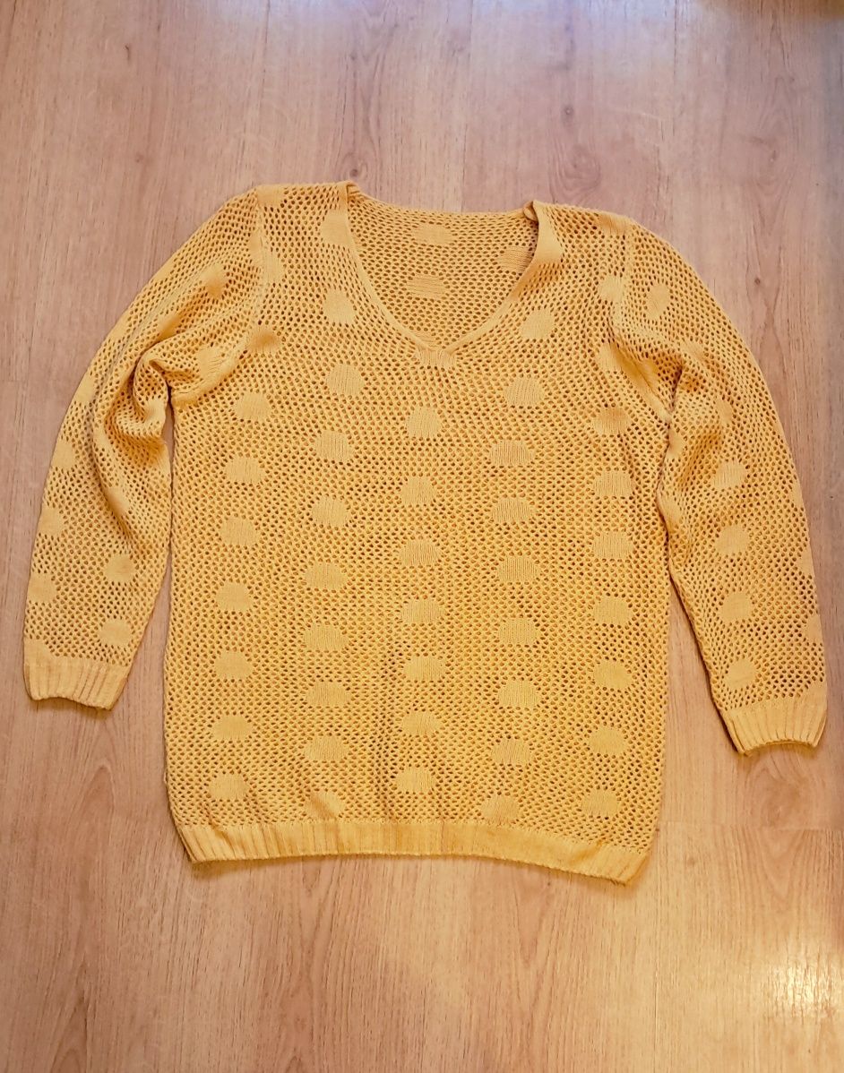 Sweter ażurkowy rękaw 3/4