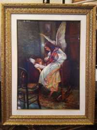 Картина Ангел у детской кроватки холст масло рама дерево 91,5*71 см