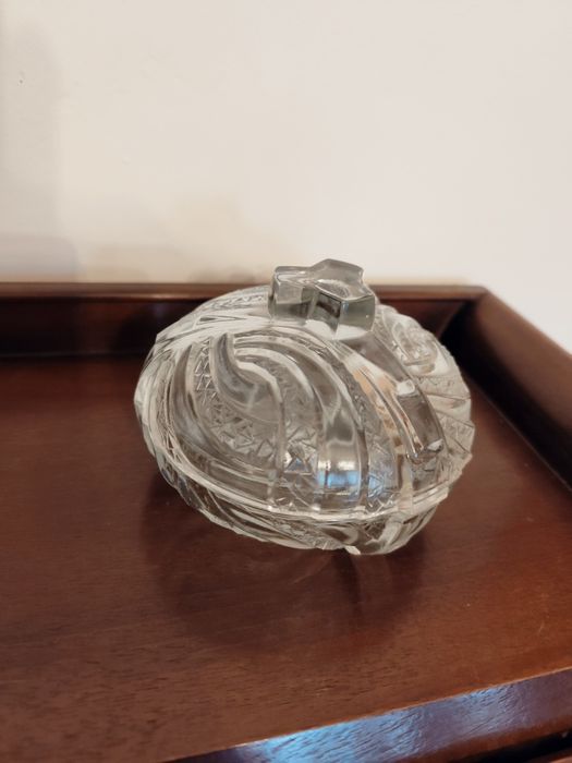 Szklana Bomboniera puzderko na drobiazgi HSG Hortensja nr 478 retroPRL