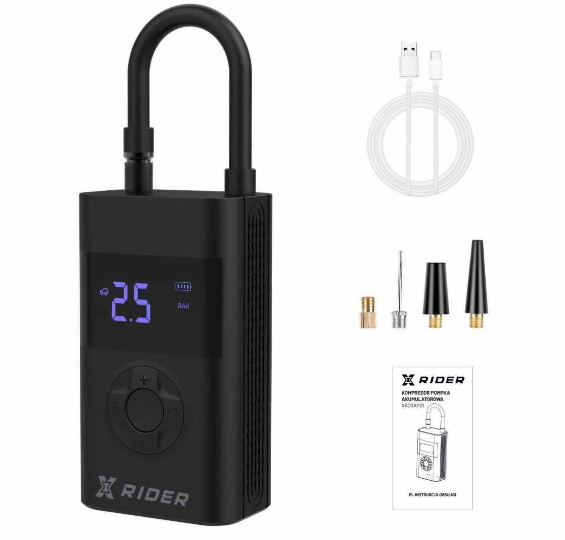 Elektryczna pompka rowerowa bezprzewodowa XRIDERa  Powerbank Latarka