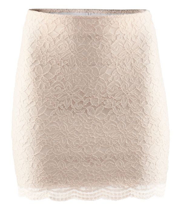 Koronkowa spódniczka eqri kemowa H&M beżowa nude koronka lace