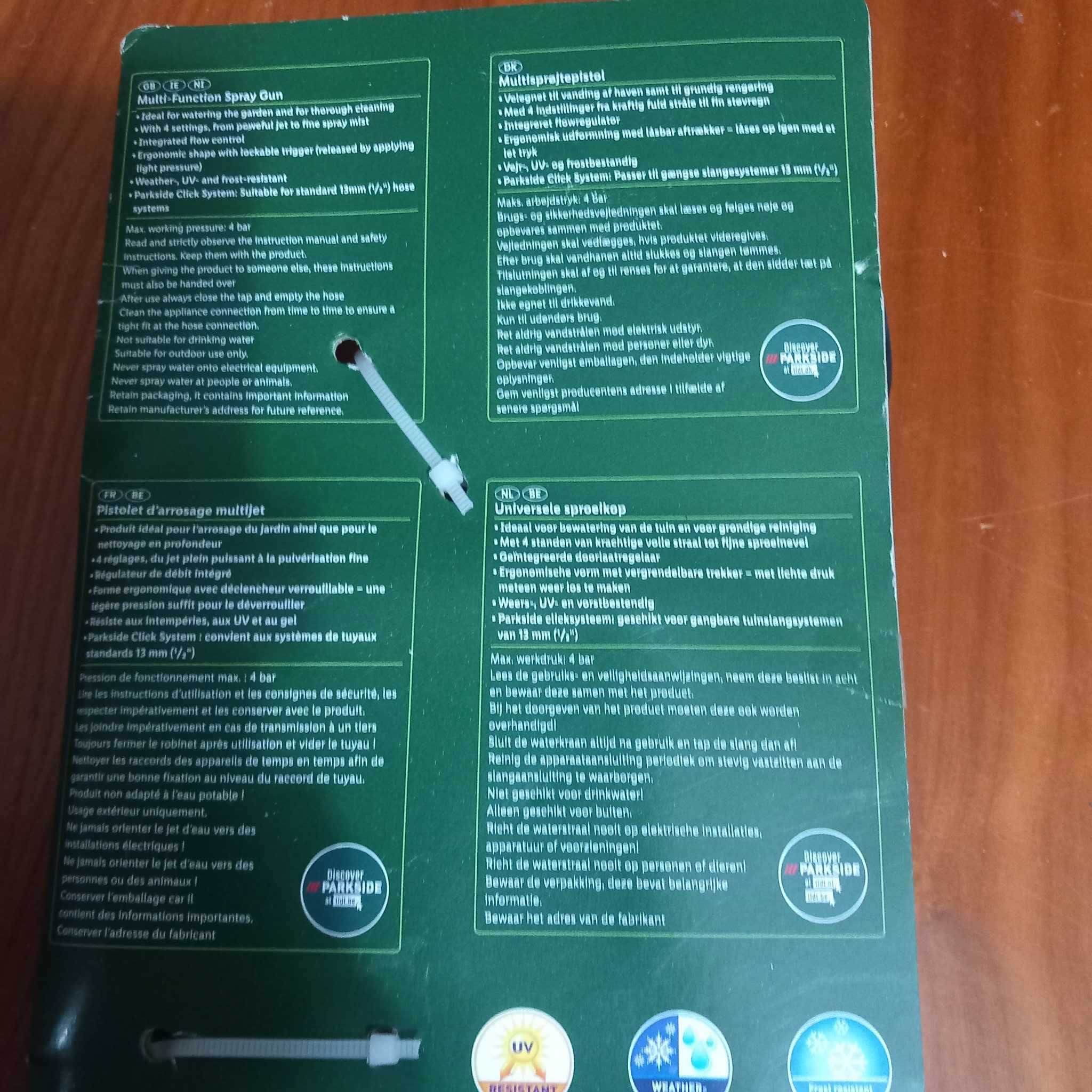 Pistola de rega fabrico alemão com 4 jatos e junção clic NOVO
