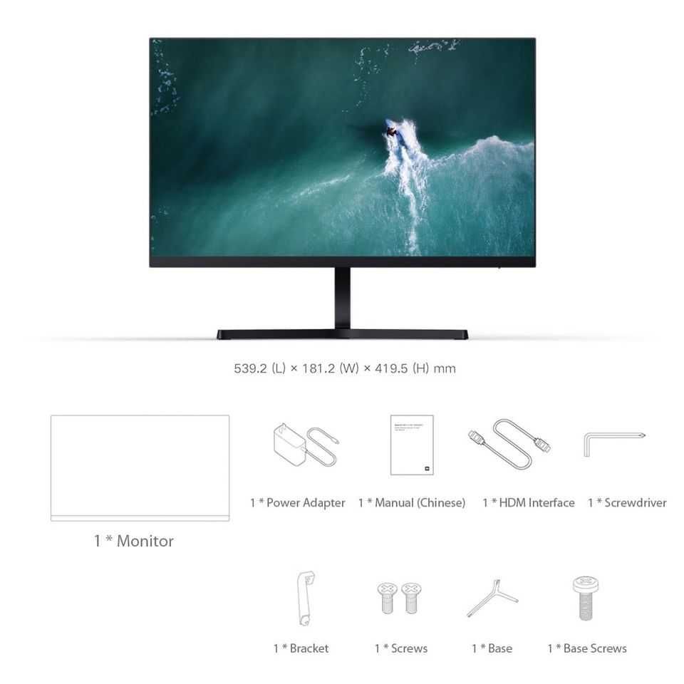 Monitor Redmi 1A 23,8 polegadas 1080P 1920x1080P 60Hz IPS Display NOVO