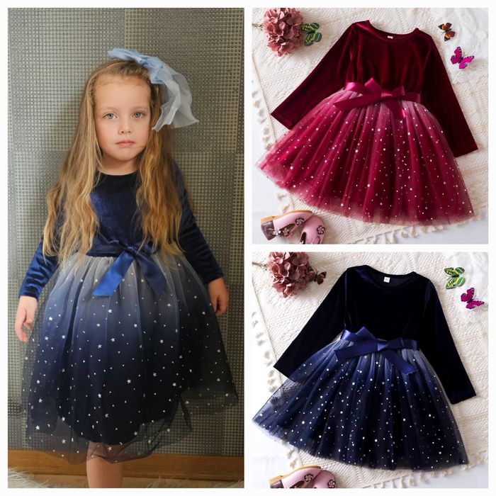 Дитяча сукня різдвяна червона синя детское новогоднее платье  3 4 5 6