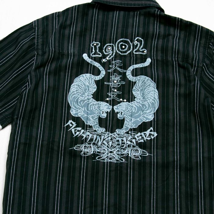 Fighting Tigers koszula w paski L ed hardy style tygrysy