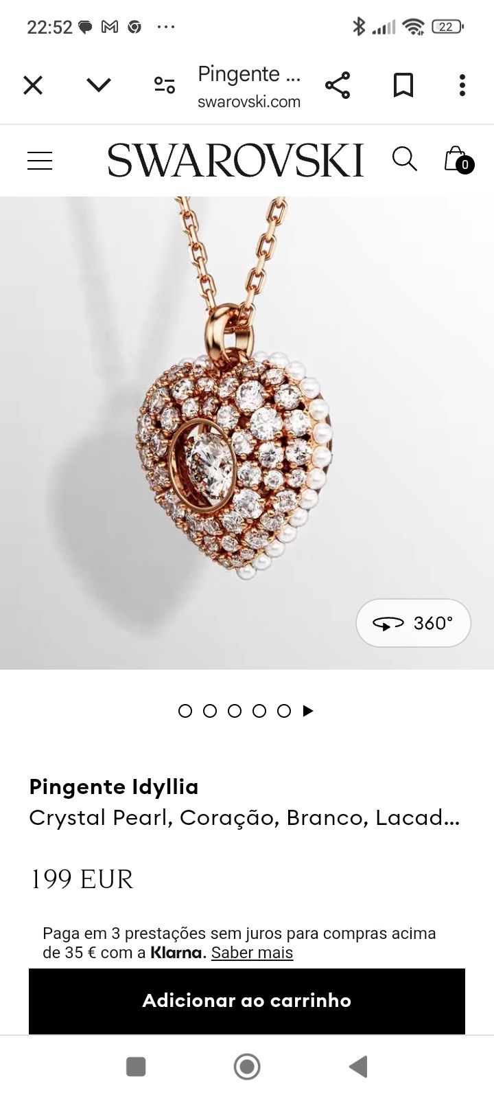 SWAROVSKI NOVO... colar... Coração, Branco, Lacado a rosa dourado
