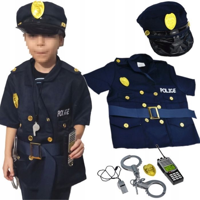 Strój Policjanta Kostium Przebranie Akcesoria Czapka Mały Policjant