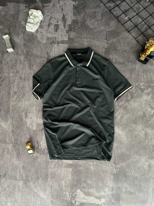 Футболка поло HUGO BOSS Premium з qr-code і біркою однотонна i57/10T-6