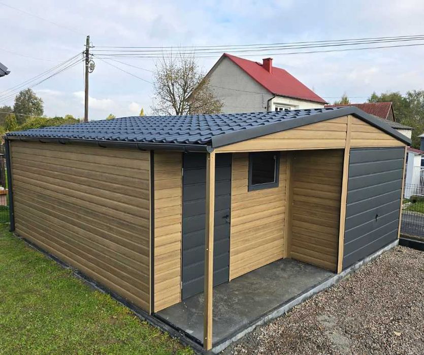 Garaż Blaszany 6x6 6x7 4x6 Blachodachówka Profil Garaże Drewnopodobne