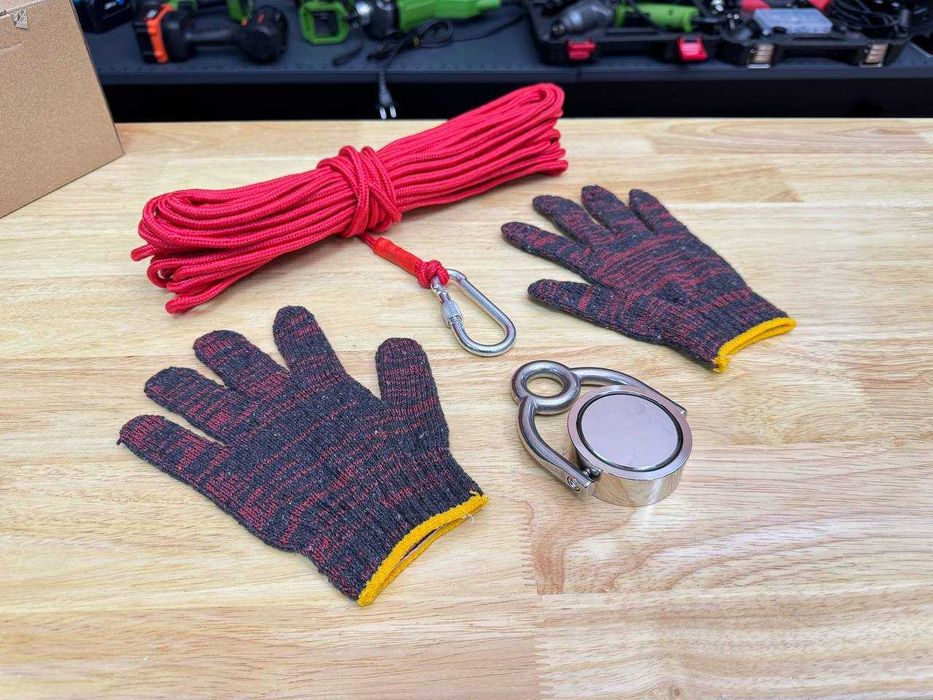 Неодимовий Магніт 60-4 на 150 кг + Мотузка 20 м D4 + Рукавички Набір