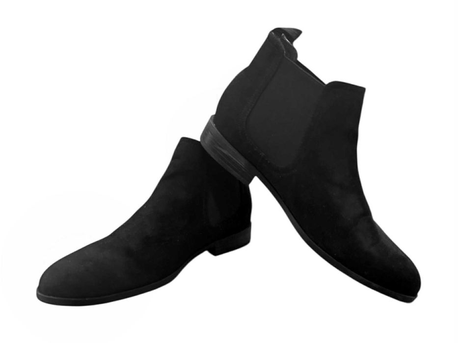 Buty zimowe kozaki sztyblety męskie czarne zamszowe eleganckie H&M 42