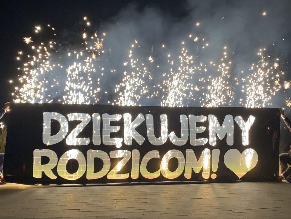 Napis MIŁOŚĆ | LOVE | KSIĘŻYC | BARMIX | Ciężki dym | Iskry na Wesele!