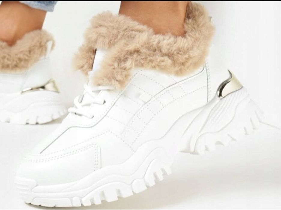 buty damskie sneakersy białe ocieplane r. 38