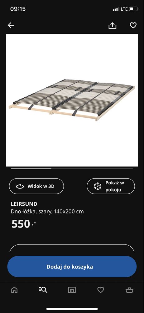 Zestaw: Łóżko podwójne+stelaz+szuflady IKEA białe 140x200 Songesand