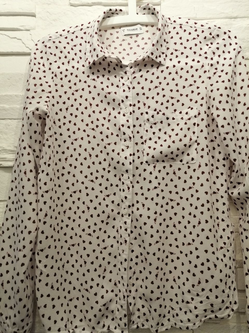 Koszula/bluzka Pull&Bear biała w serduszka rozm s