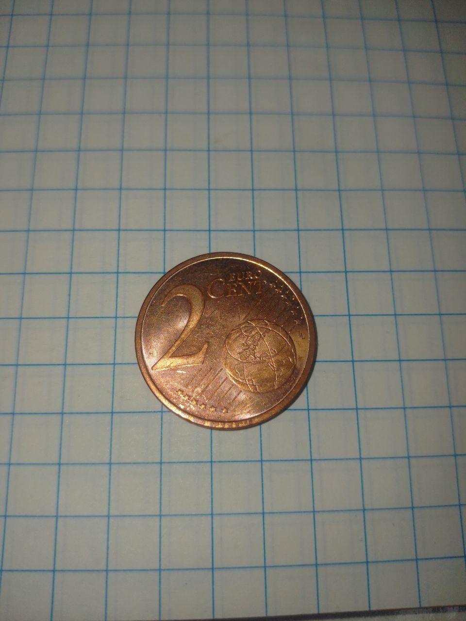 Евро ценит монети 1,2,5,20,50 центов