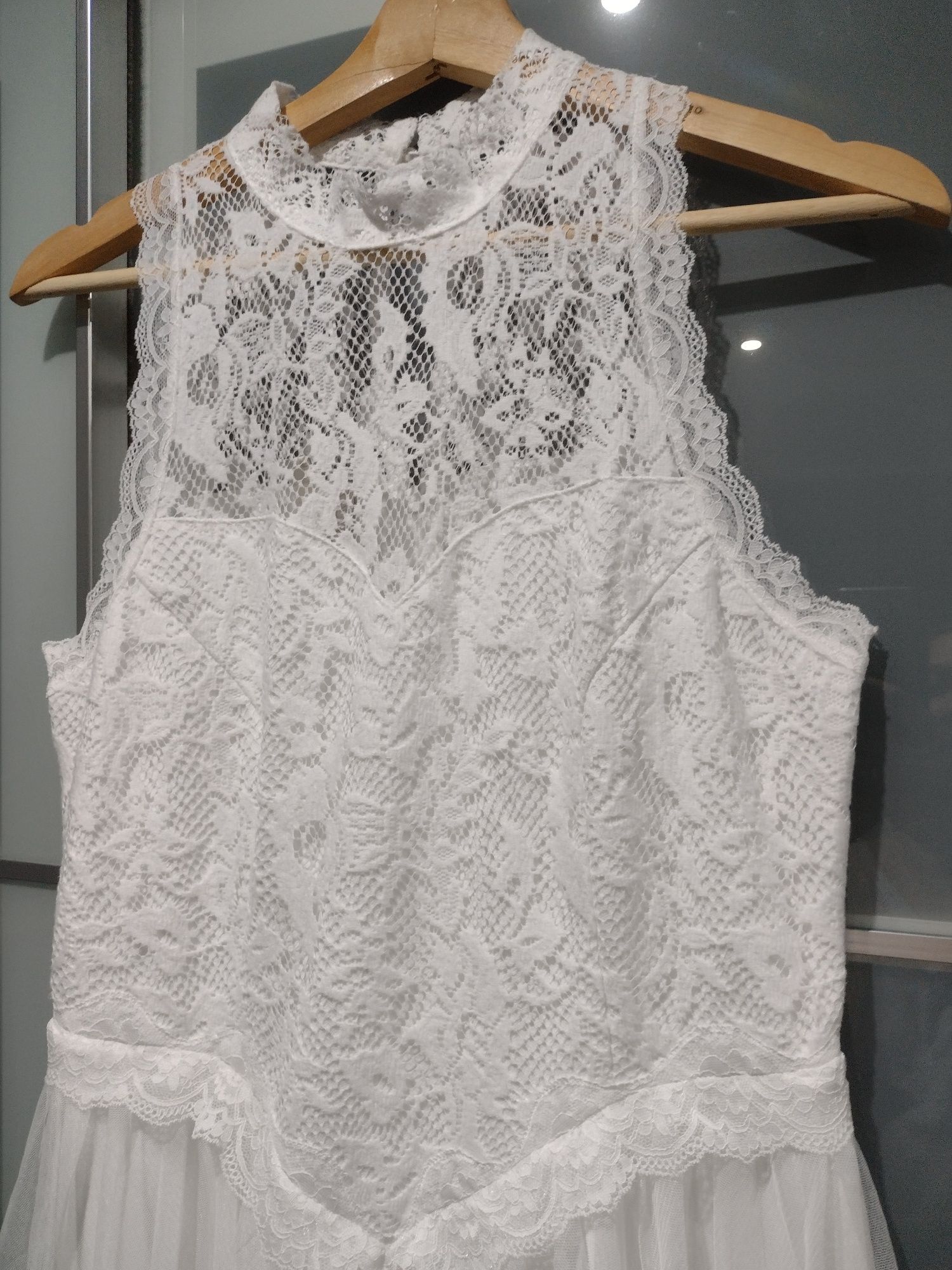 Nowa suknia ślubna śmietankowa 38 40 koronka tiul cywilny poprawiny