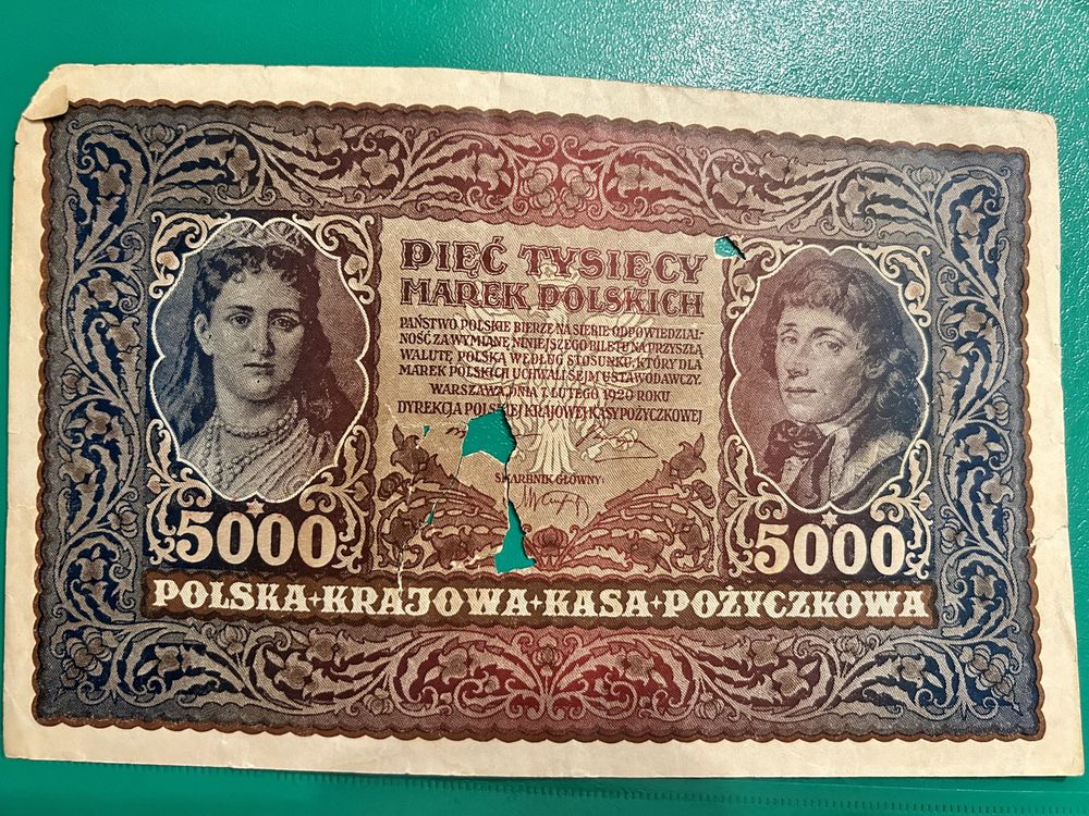 Banknot 5000 Marek Polskich z 1920 r.