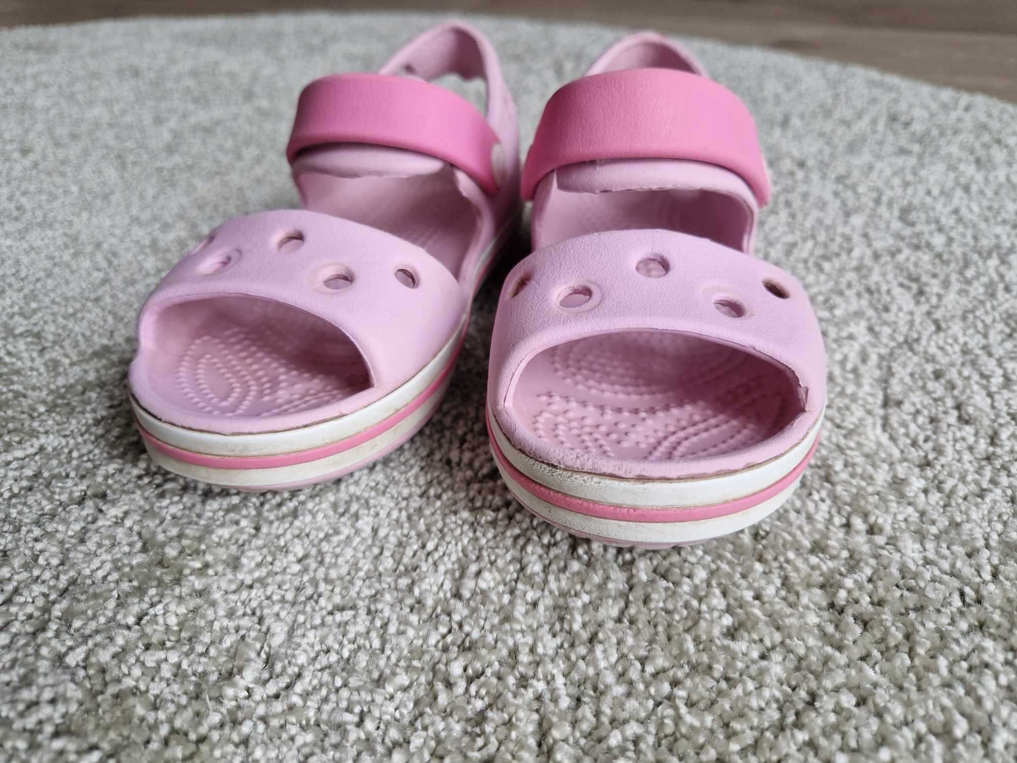 Sandały sandałki na rzepy Crocs Crocsy Crocband różowe 25/26 C9 16,3cm
