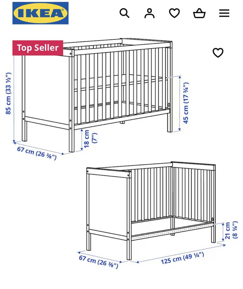 Łóżeczko dziecięce IKEA Sundvik z materacem + dodatki