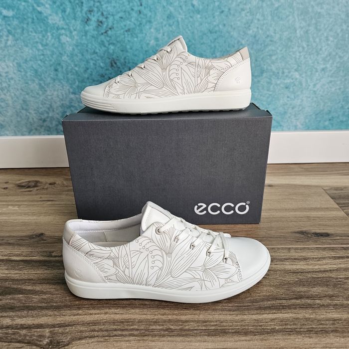 Ecco soft 7w białe damskie sneakersy skórzane 39 25cm