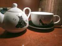 Imbryk zaparzacz herbata zestaw porcelana walentynki