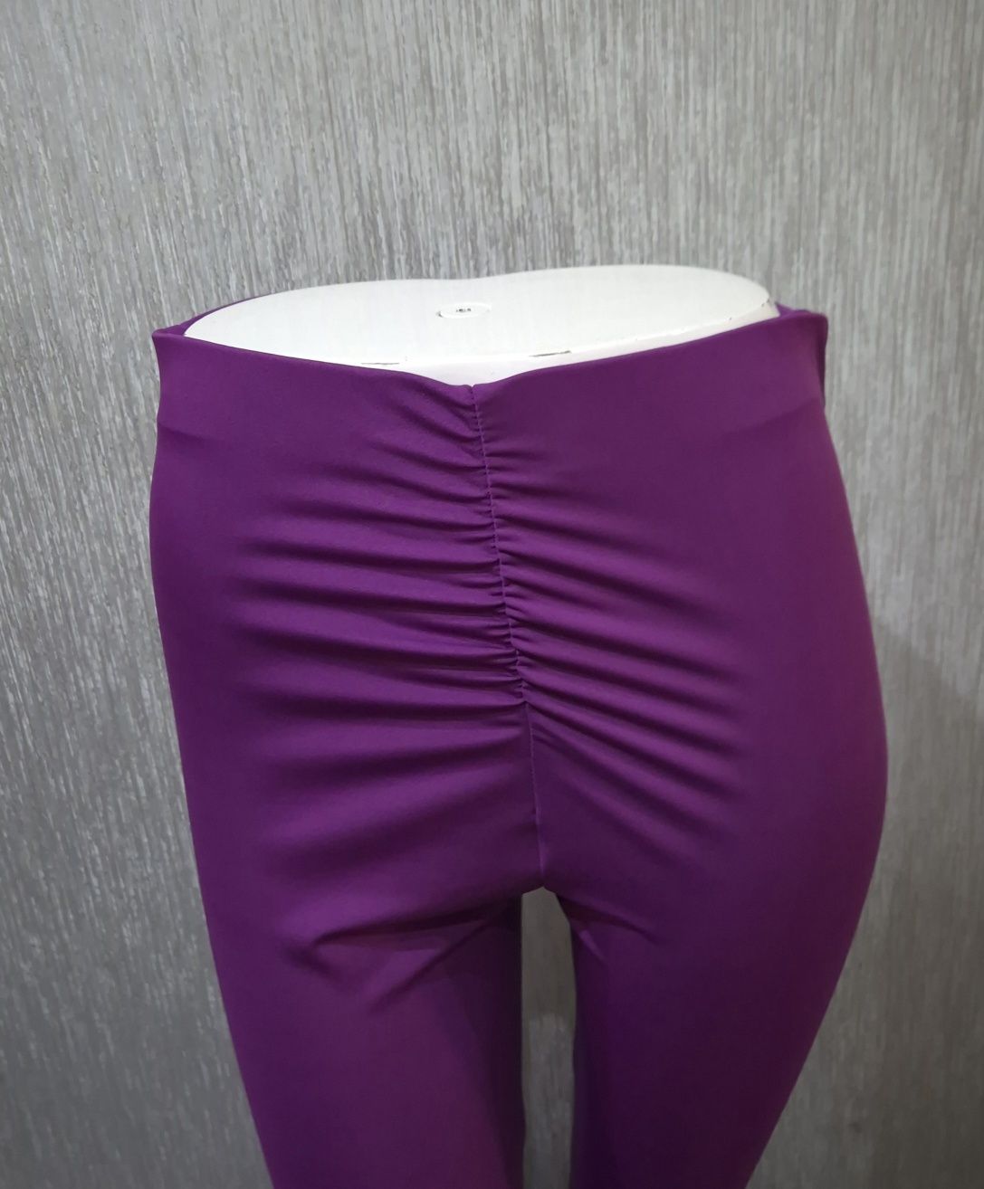 Spodnie dzwony lycra biskupi fiolet marszczenia uni