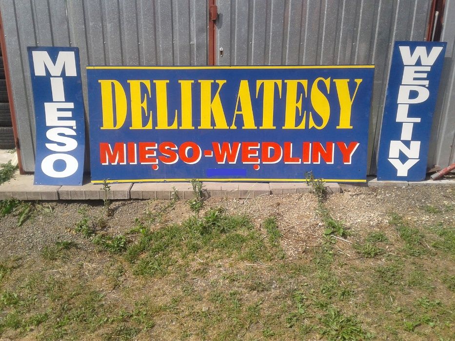 Baner Napis Reklama Mięso Wędliny Blacha Ocynk Delikatesy Sklep Centru