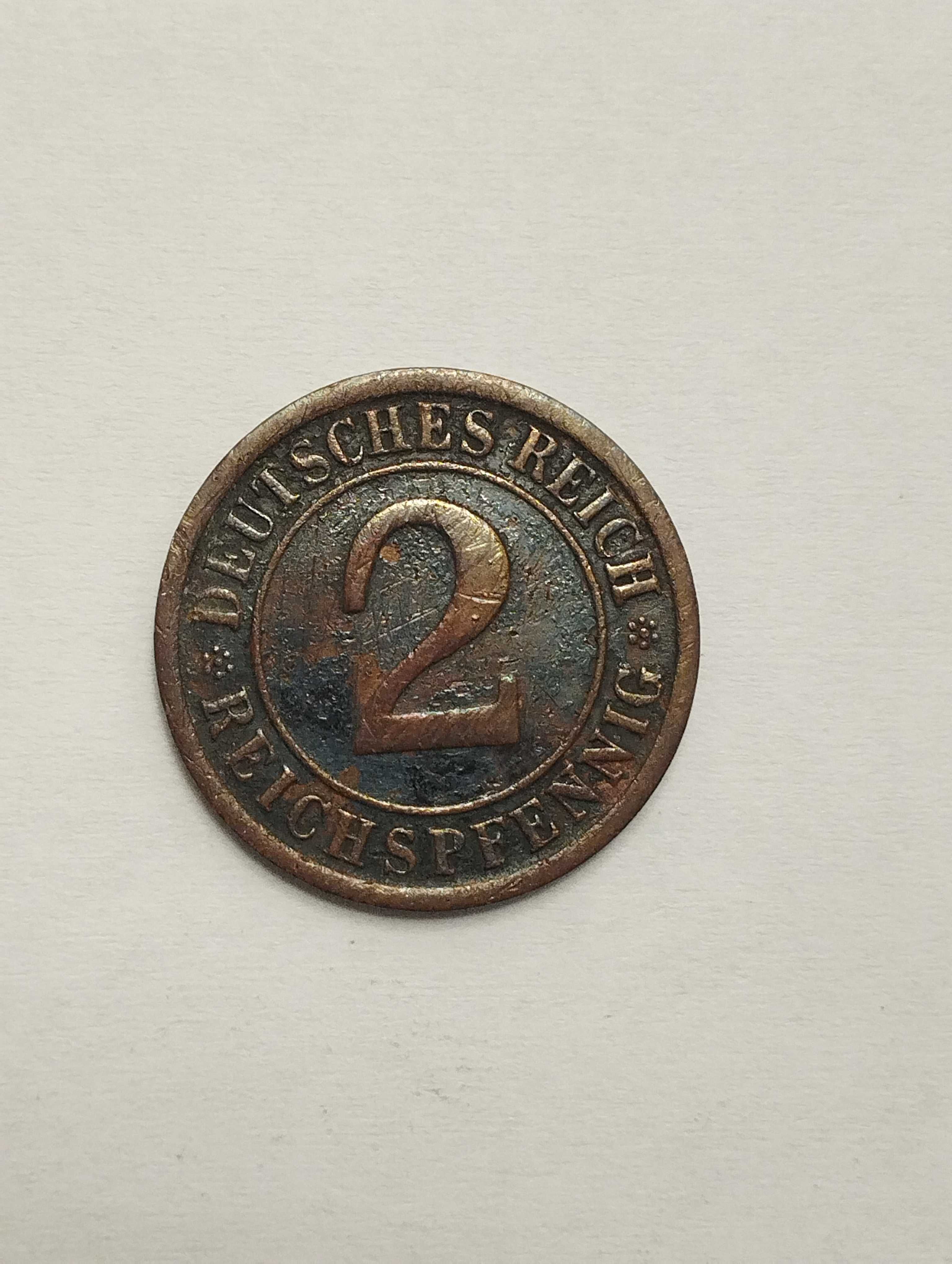 Sprzedam monetę Niemcy 2 reichspfennig 1925r. A  stan dobry