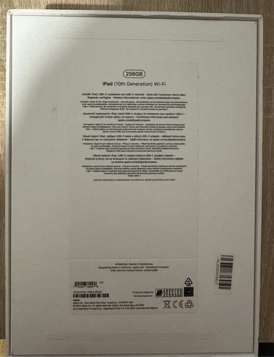 Tablet APPLE iPad 10.9" 10 gen. 256 GB Wi-Fi Srebrny