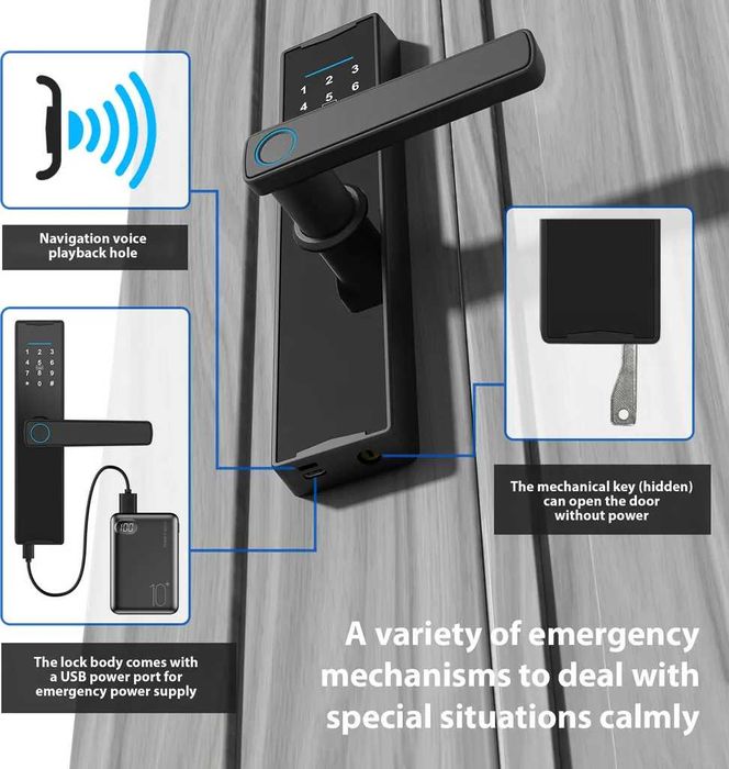 Smart Lock blokada drzwi APP/odcisk palca/hasło/karta/klucz