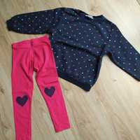 303-> bluza na meszku w gwiazdki H&M i legginsy r.110/116 5-6Y