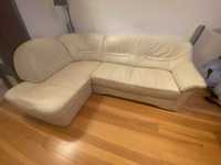 Skórzana sofa narożna z funkcją spania