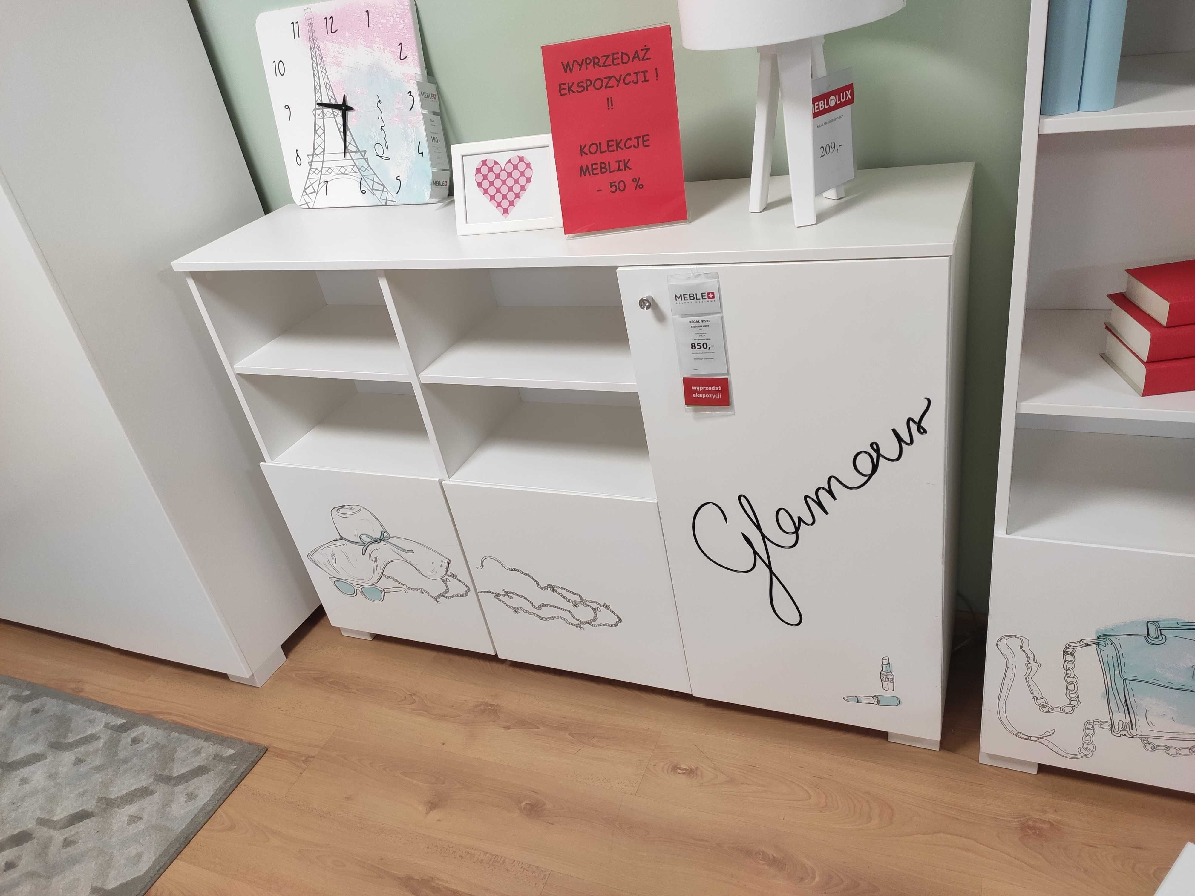 Regały z kolekcji Fashion Mint - wyprzedaż ekspozycji Meblik