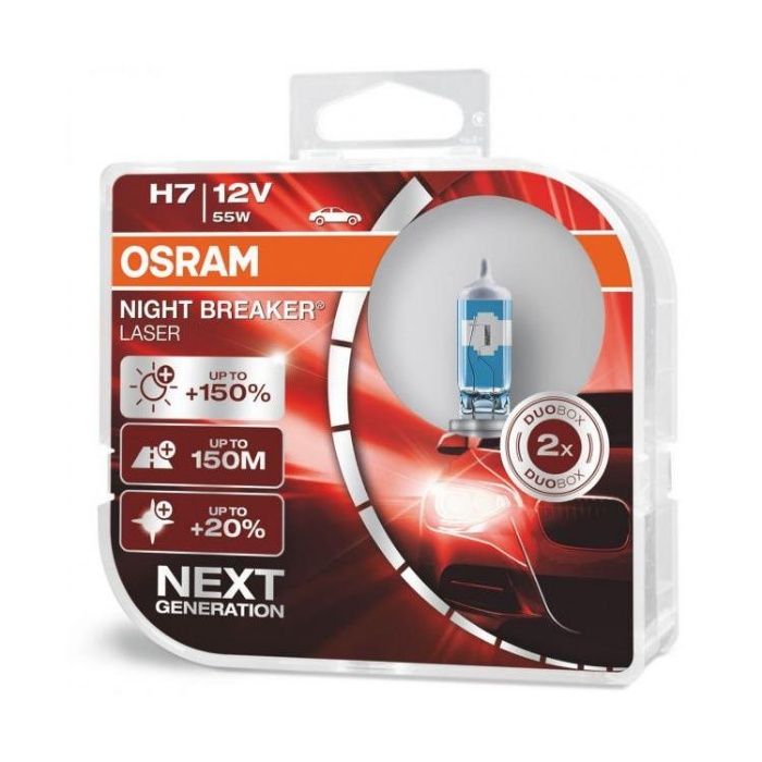 Lâmpadas Osram Night Breaker Laser Next +150% H1/H3/H4/H7/H8/H11/HB3