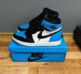 Jordan 1 czarno niebieskie buty jordana za kostkę jordany nowe obuwie