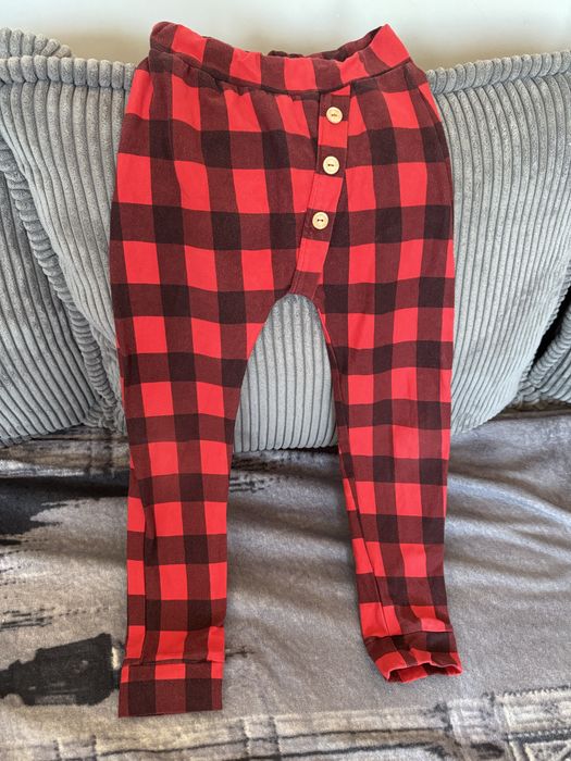 Spodnie baggy chłopiec 116/122 czerwone krata