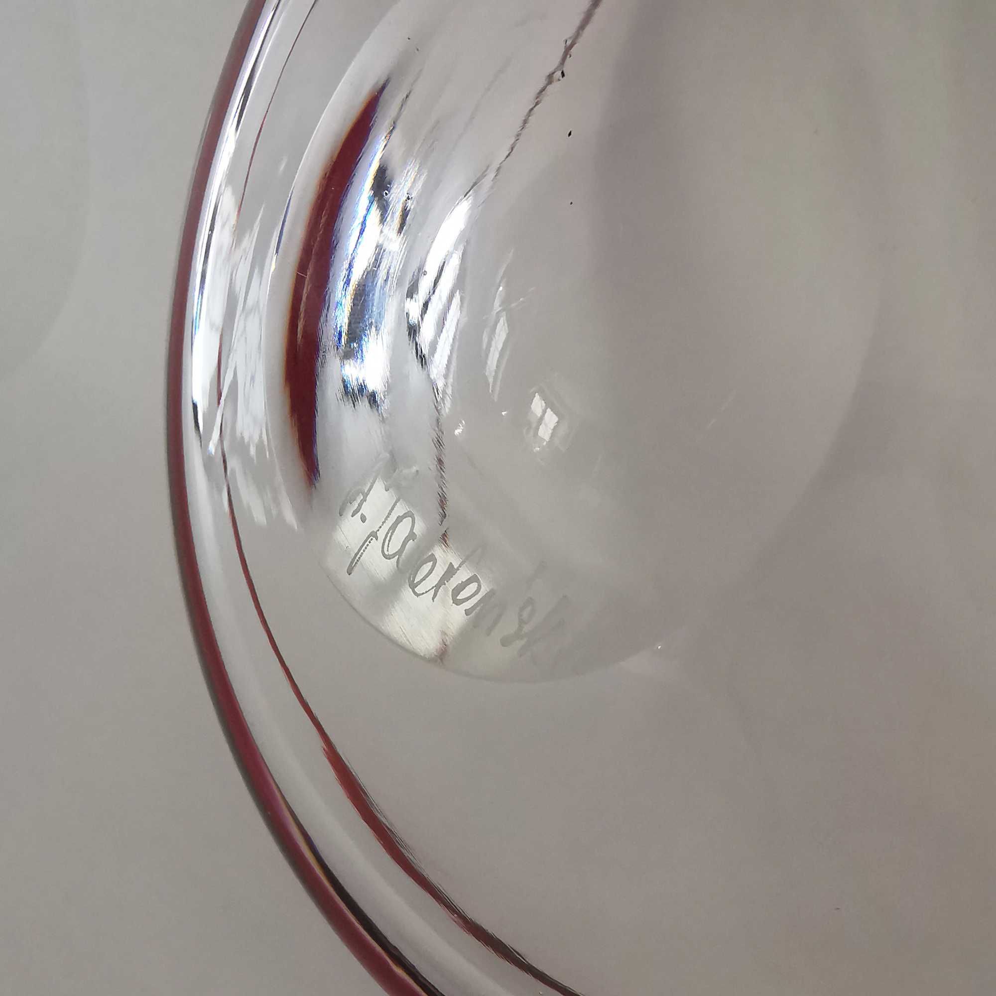 Patera szklana sygnowana  Adam Jabłoński, szkło kolorowe artystyczne