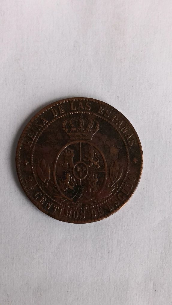 Moeda de 2 1/2 de escudo,1868 Isabel ll de Espanha