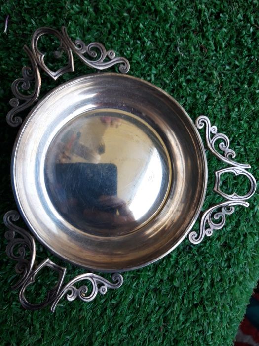 Stara Metalowa Popielniczka Zdobiona Sygnowana