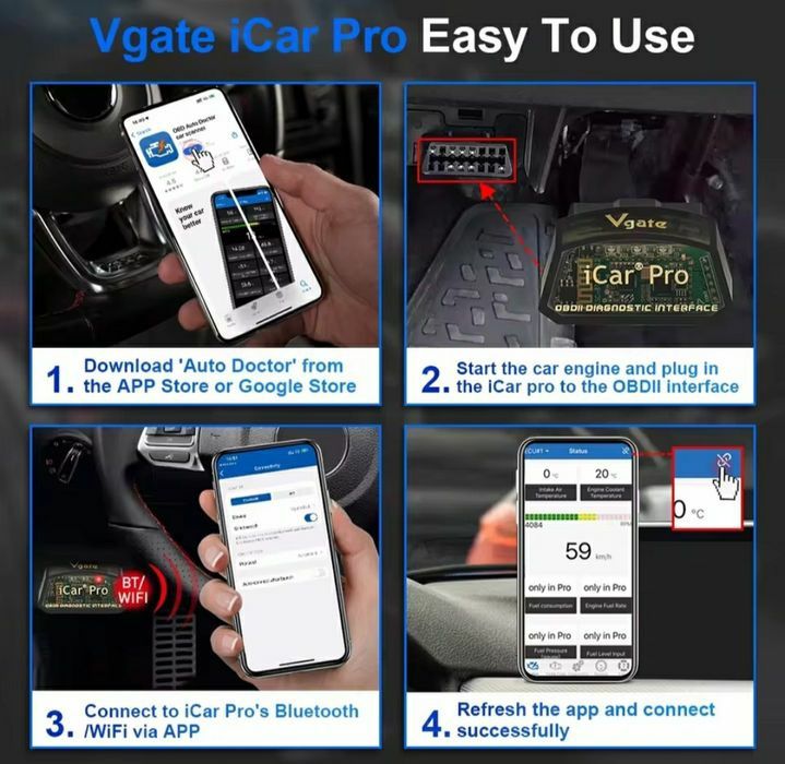 Vgate iCar Pro Bluetooth 4.0 для IOS/Android