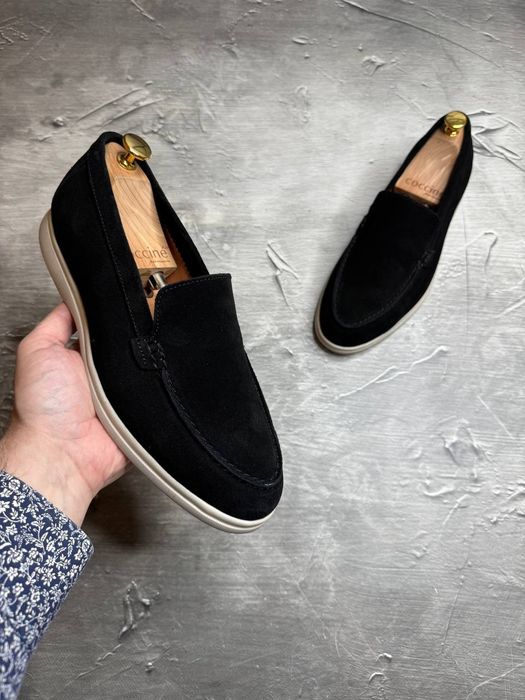 Лоферы Замшевые мужские черные LORO PIANA! Натуральная ПРЕМИУМ Замша!