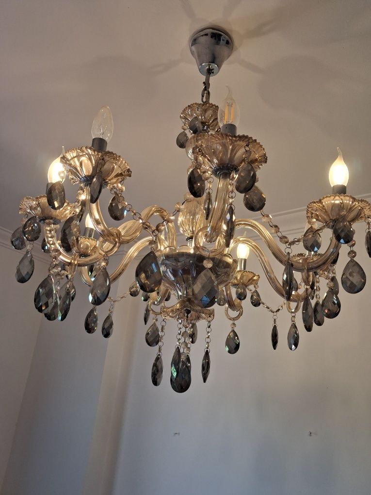 Lustre de cristal 8 lâmpadas