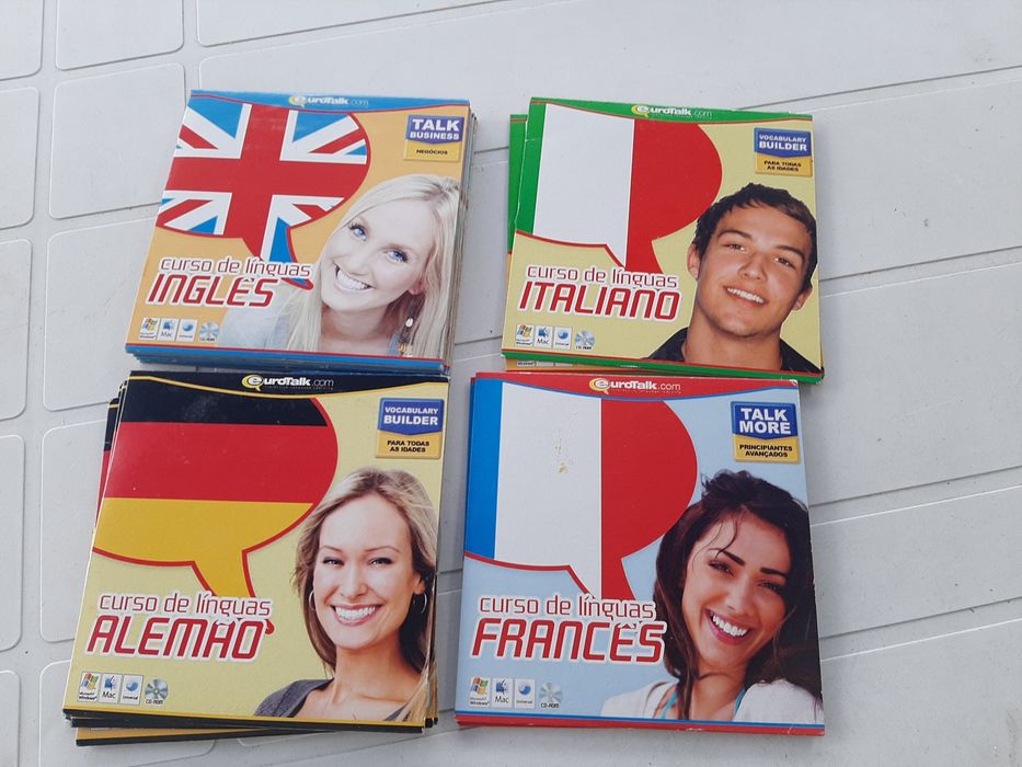 CDs e livros, aprender inglês, francês, italiano, alemão e espanhol