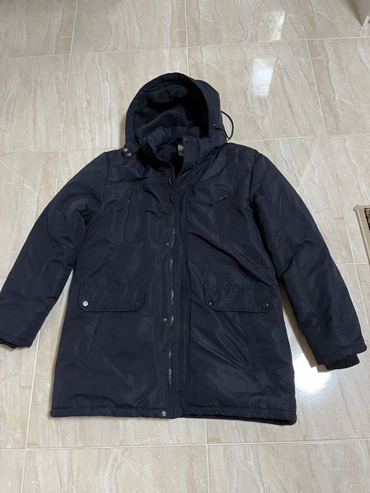 Зимова куртка чоловіча утеплена з капюшоном, 54-56 розміру