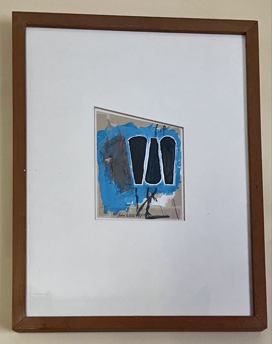 Dwa obrazy - Jochen Weisse - gwasz - abstrakcja -  1991r