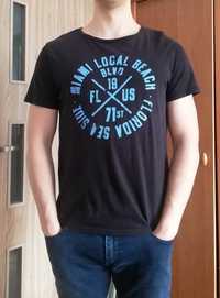 Czarny t-shirt męski z nadrukiem Angelo Litrico