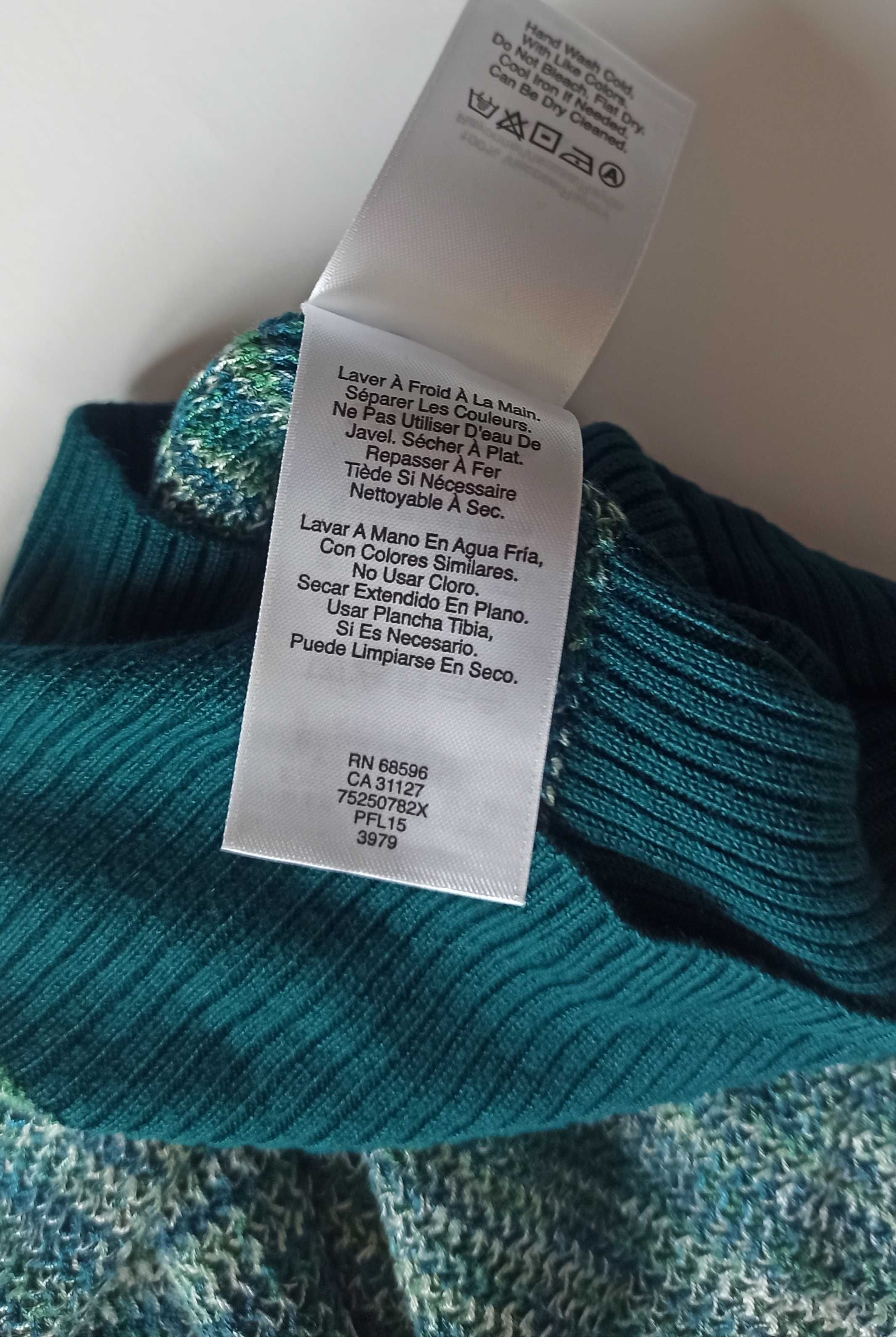 DKNY Donna Karan Sweter Sweterek Bluzka LV Butelkowa Zielen Melanz